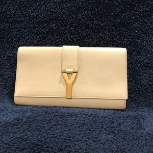 SAINT LAURENT Chyc "Y" Leather Clutch NWT